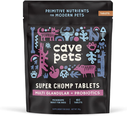 Super Chomp Tablets, Dog Probiotic Supplement for Digestive Health, Multi-Glandular & Probiotics, 60 Tablets