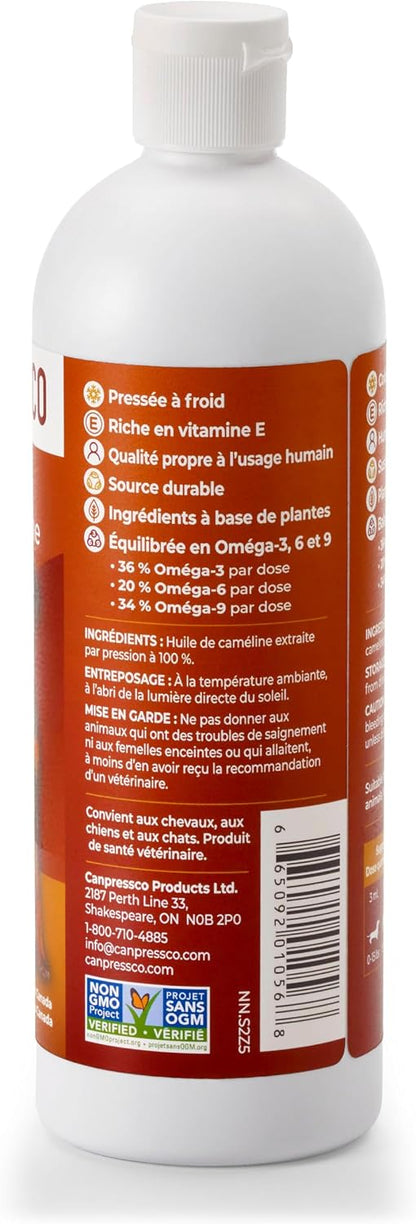 Canpressco Camelina Oil 500 ml - Omega-3 for Dogs, Cats and Horses: Joint and Coat Health