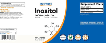 Nutricost Inositol Powder - 1LB (454g) - Gluten-free, Non-GMO