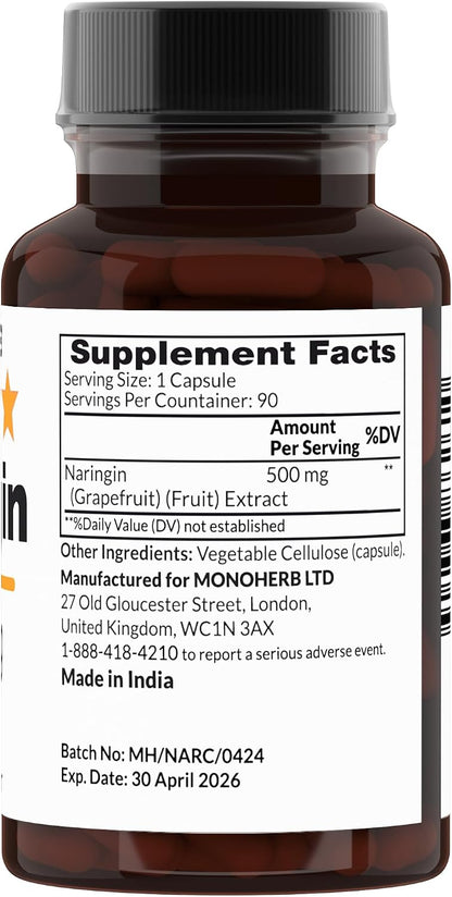 MONOHERB Naringin 500 mg - 90 Veg Capsules - 90 Servings