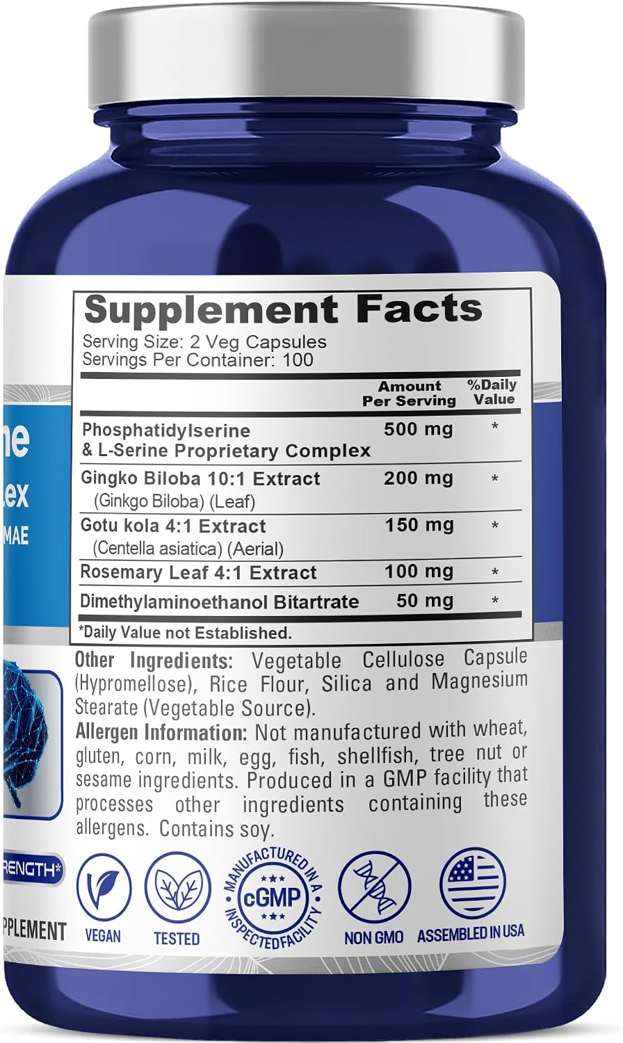 NusaPure Phosphatidylserine Memory Ultimate Complex 1000mg – 200 Vegan Capsules - görsel 2