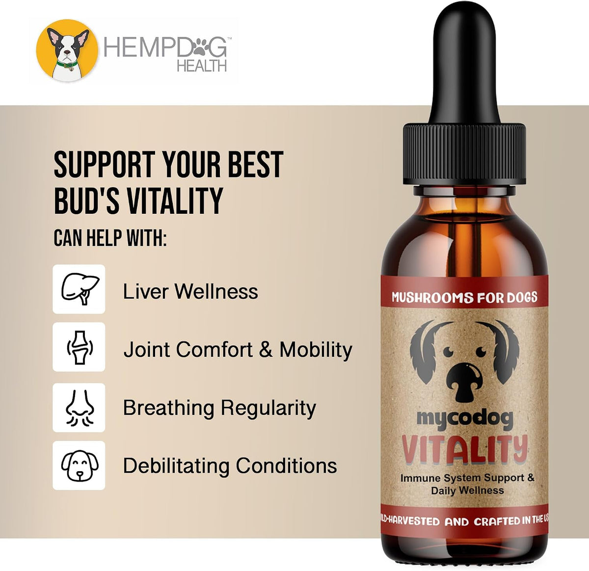 MycoDog Vitality - 20-in-1 Mushroom & Adaptogen Supplement for Dogs - Immune Health, Senior Dogs & Daily Wellness Support - Turkey Tail Mushroom for Dogs, Reishi - görsel 3