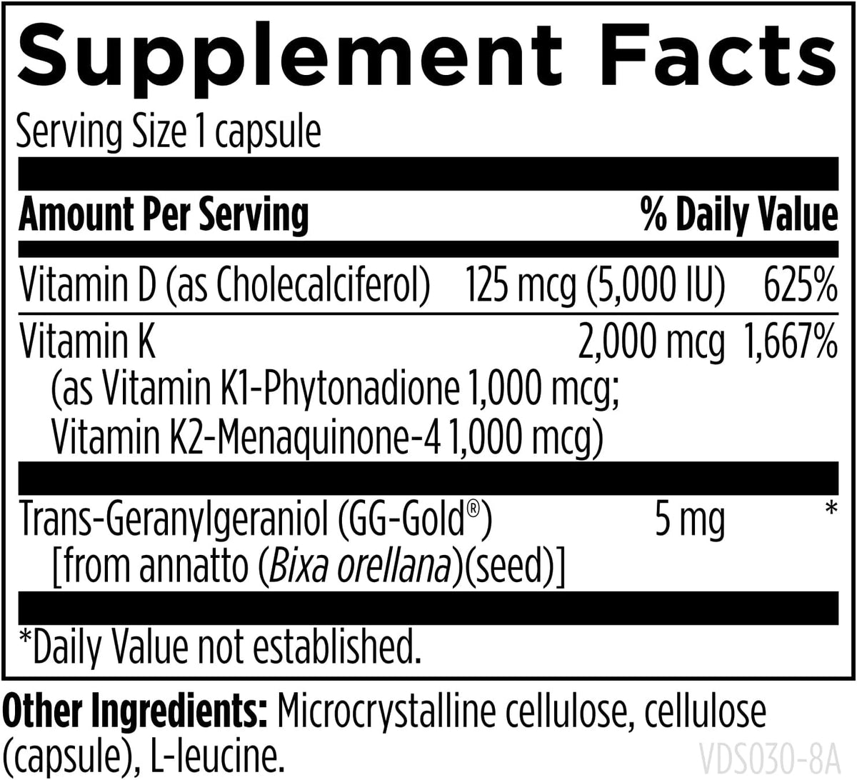 Vitamin D Supreme - Vitamin D3 5000 IU with Vitamin K (MK-4) 2000mcg and GG for Bone Health, Immune Function & Overall Wellbeing (30 Capsules) - görsel 5