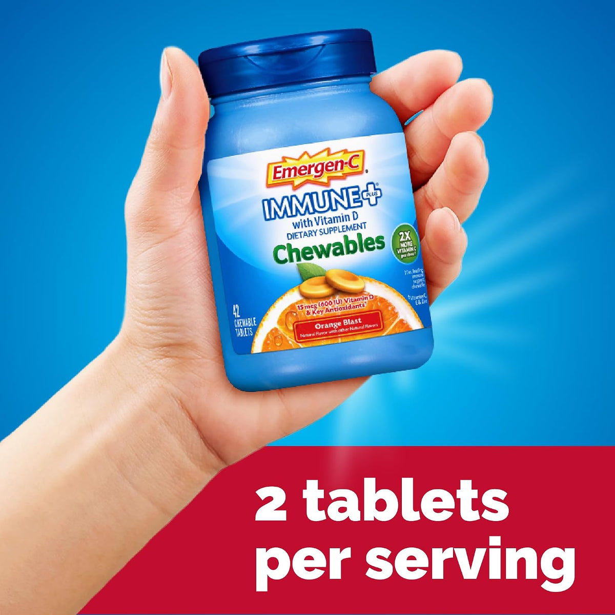 Emergen-C Immune+ Chewables 1000mg Vitamin C with Vitamin D - Orange Blast - 42 Count - görsel 4