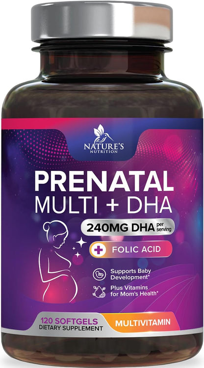 Prenatal Vitamins for Women with Folic Acid + Omega-3 DHA - 120 Soft gel capsule Capsules
