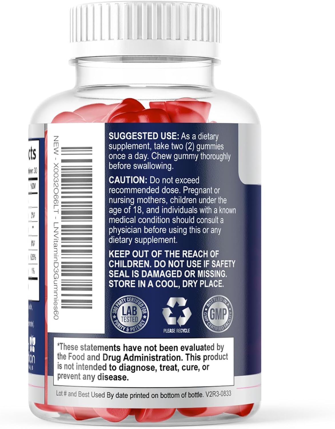 Vitamin D3 Gummies 125 µg (5000 IU) Per Serving - Triple Strength Immune & Bone Support, Vitamin D Gummy Food Supplement, Nature's Berry D Vitamin Supplement, Raspberry Flavoured - 60 Gummies - görsel 8
