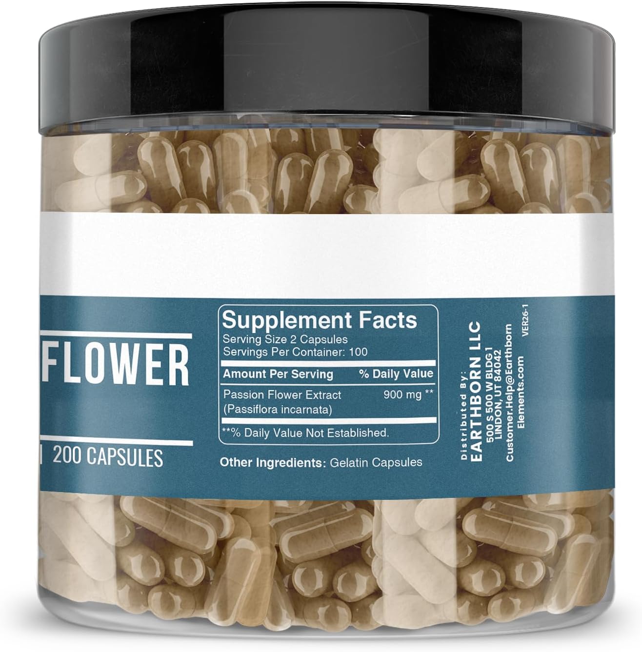 Earthborn Elements Passion Flower Extract 200 Capsules, Pure & Undiluted, No Additives - görsel 2