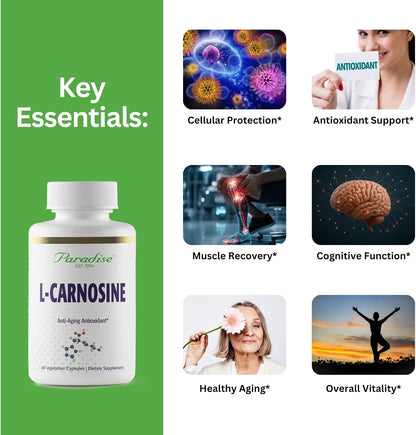 Paradise Herbs L-Carnosine, Super Potent, Ultra Pure, Antioxidant - 60 Veg Caps