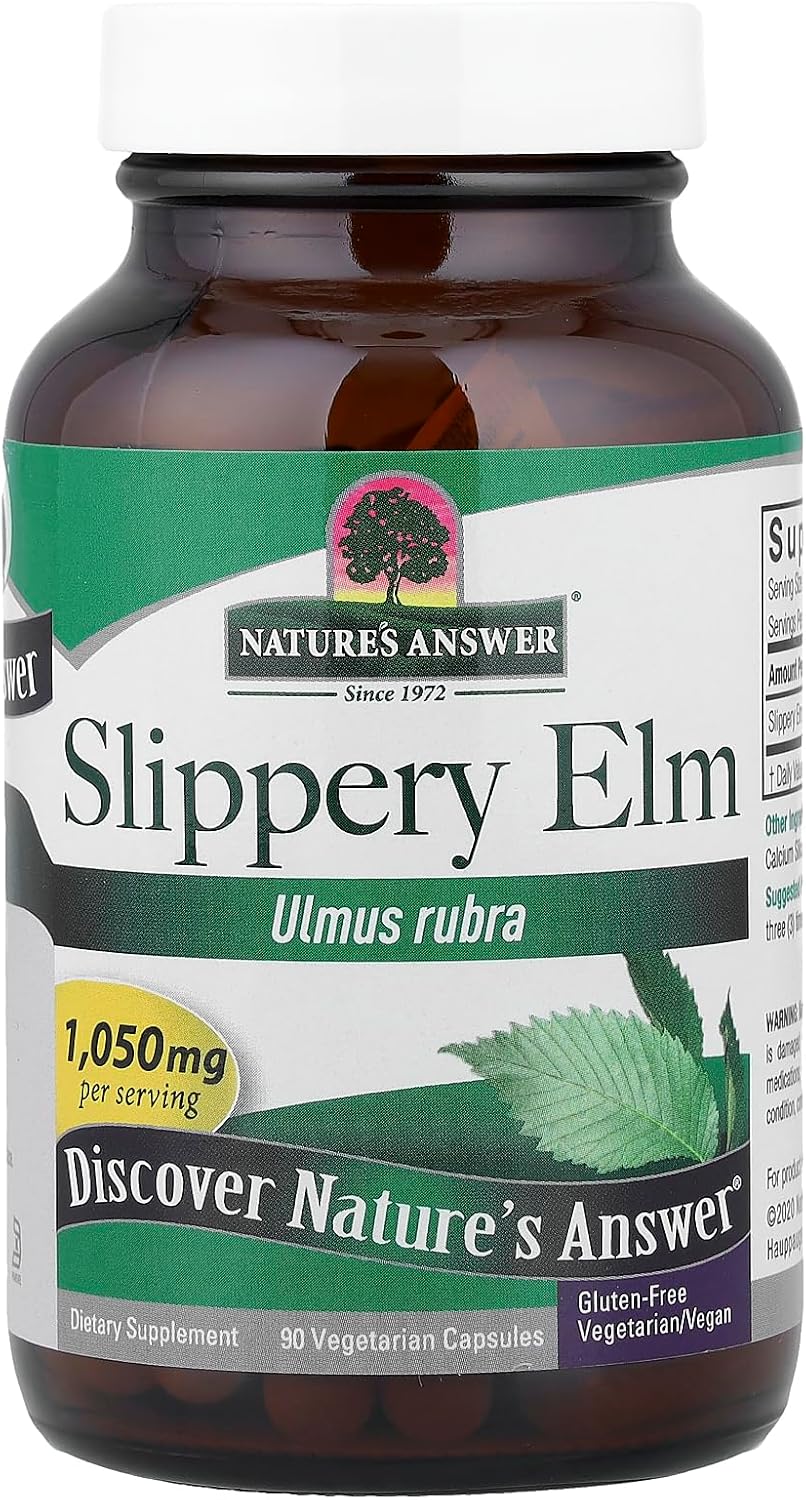 Nature's Answer Slippery Elm – Super Concentrated Herbal Supplement for Digestive Support and Healthy Hair & Skin – 90 Capsules - görsel 1