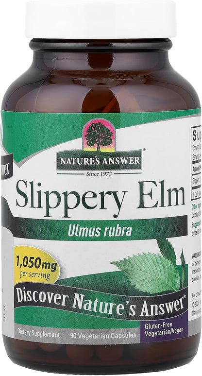 Nature's Answer Slippery Elm – Super Concentrated Herbal Supplement for Digestive Support and Healthy Hair & Skin – 90 Capsules