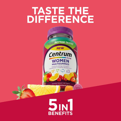 Centrum MultiGummies for Women 18+, Gummy Multivitamin, Assorted Natural Fruit Flavours - 170 Gummies