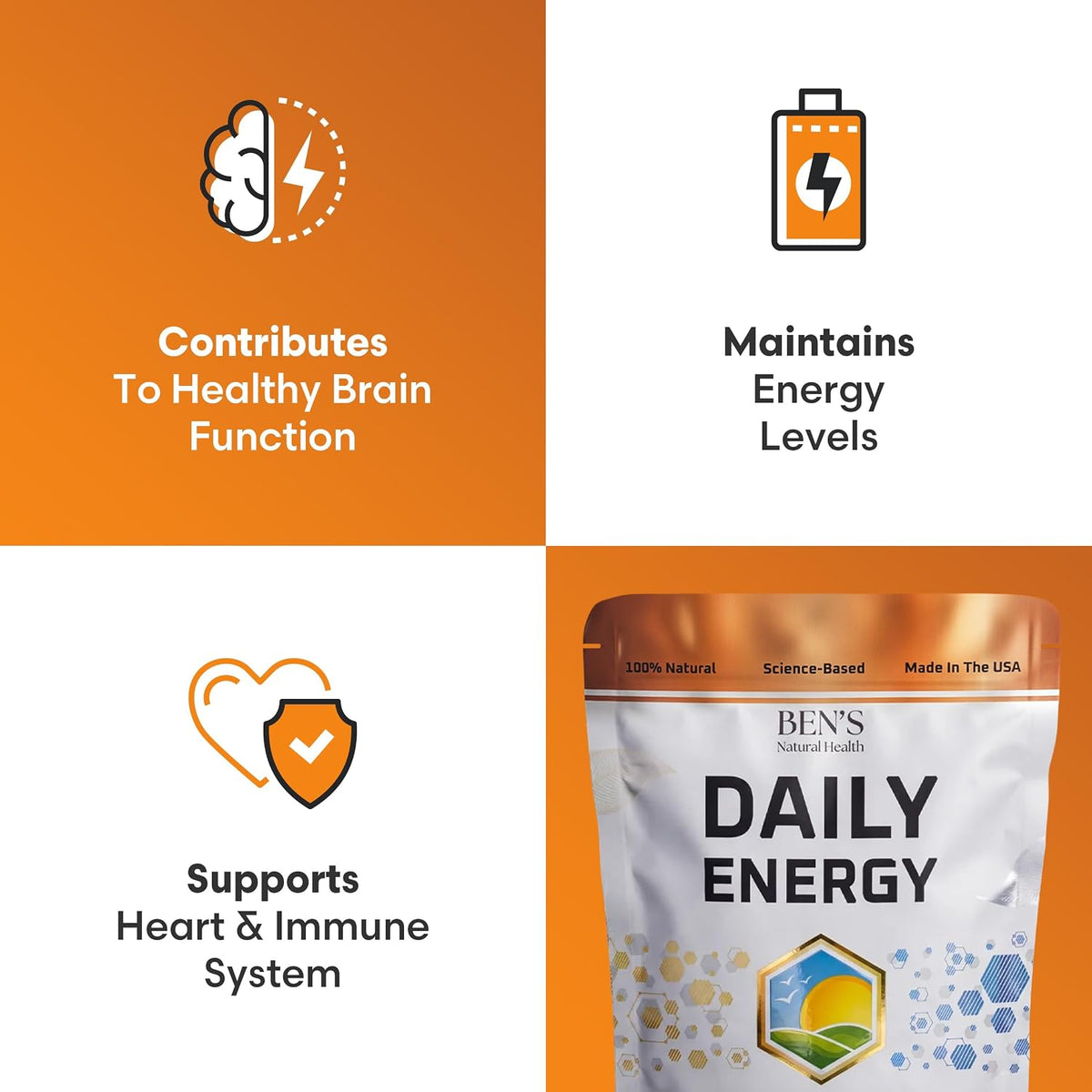 Ben's Natural Health Daily Energy with B-Vitamins & CoQ10, 60 Capsules - görsel 3