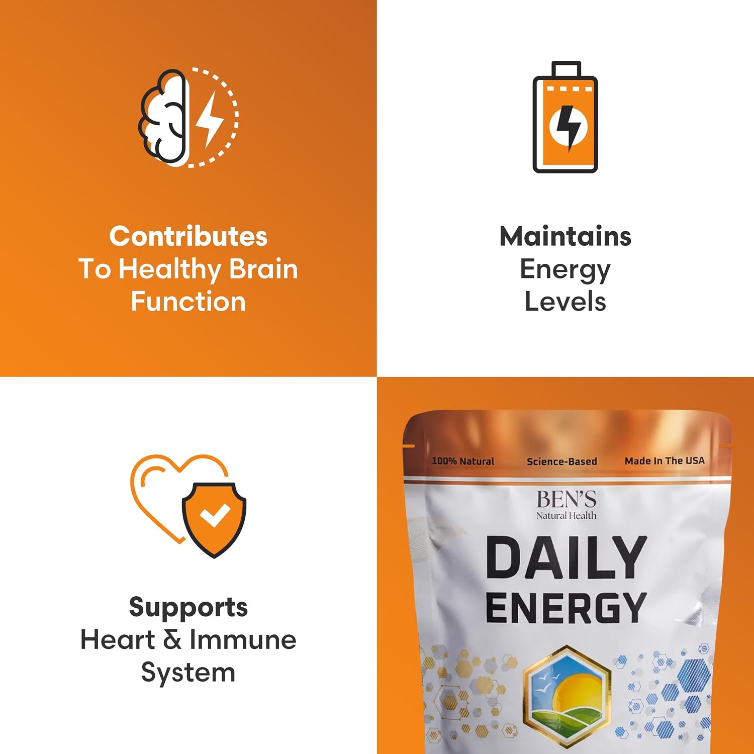 Ben's Natural Health Daily Energy with B-Vitamins & CoQ10, 60 Capsules - görsel 3
