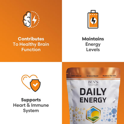 Ben's Natural Health Daily Energy with B-Vitamins & CoQ10, 60 Capsules