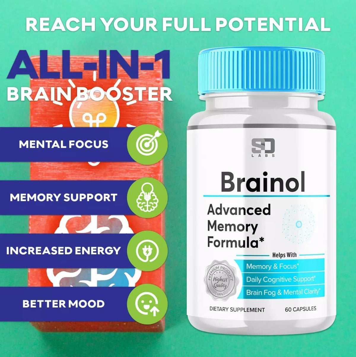 Brain-ol Advanced Memory Formula, 60 Capsules – Supports Memory, Focus and Daily Cognitive Health - görsel 6