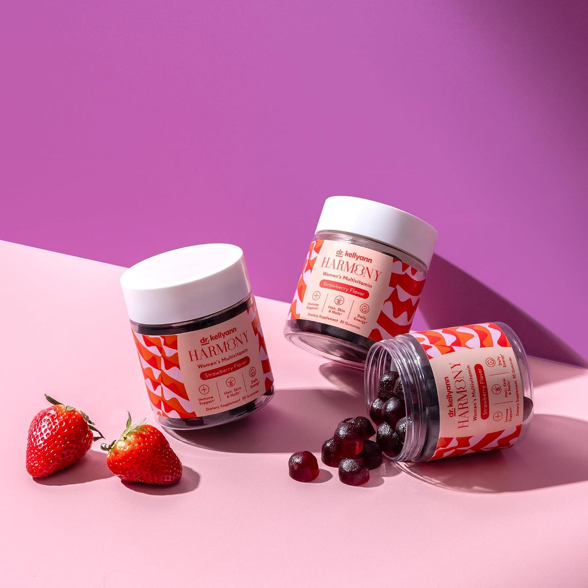 Dr. Kellyann Everyday Multivitamin Gummies – Complete Daily Multivitamin with Essential Nutrients for Energy, Immune Support & Wellness – Gluten-Free, Non-GMO, Delicious Strawberry Flavour, 30 Gummies - görsel 6