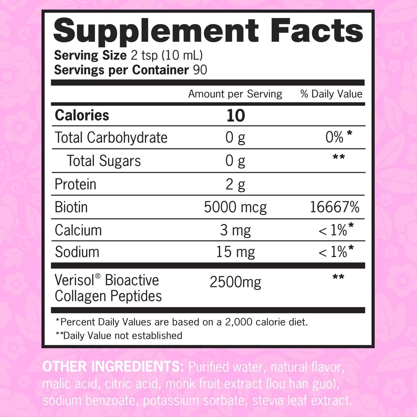 Zena Liquid Collagen + Biotin, 2500mg Collagen & 5000mcg Biotin, Verisol Formula, Mixed Berry, 90 Servings - görsel 8