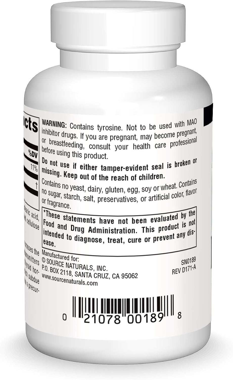 Source Naturals L-Tyrosine - Free-Form Amino Acid Supplement, 50 Tablets - görsel 2