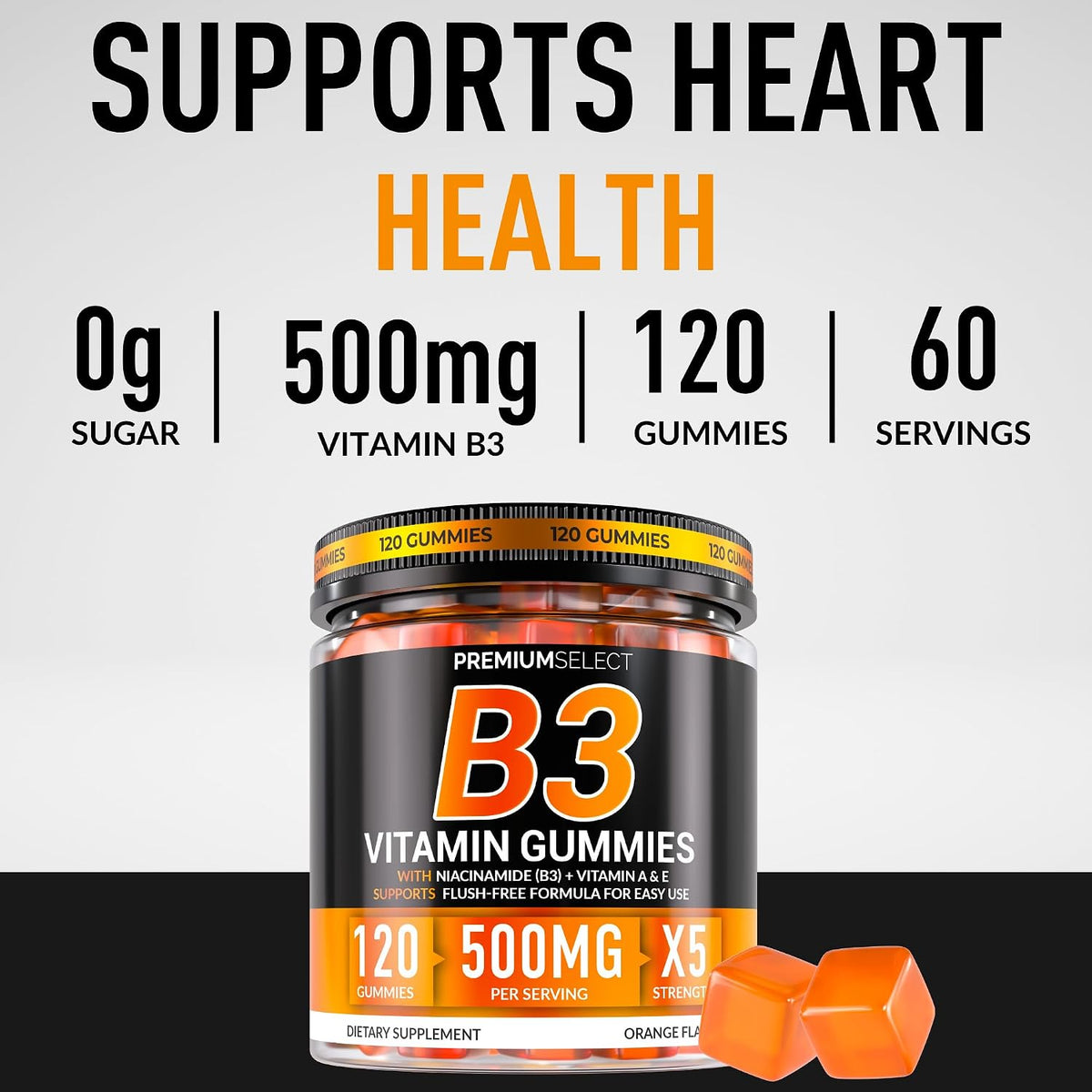 Vitamin B3 Gummies Niacinamide 500mg – Flush-Free Niacinamide Supplement with Vitamins A & E – 120 Vegan Gummies – Non-GMO, Sugar-Free, Gluten-free – 2-Month Supply - görsel 2