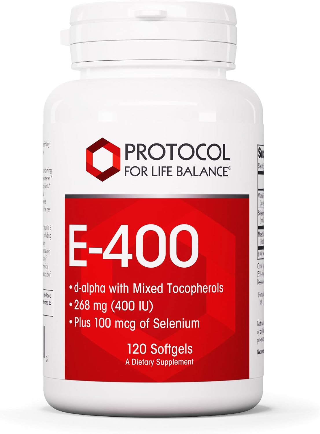 PROTOCOL FOR LIFE BALANCE E-400 Vitamin E 400 IU with Selenium - 120 Softgels - görsel 1