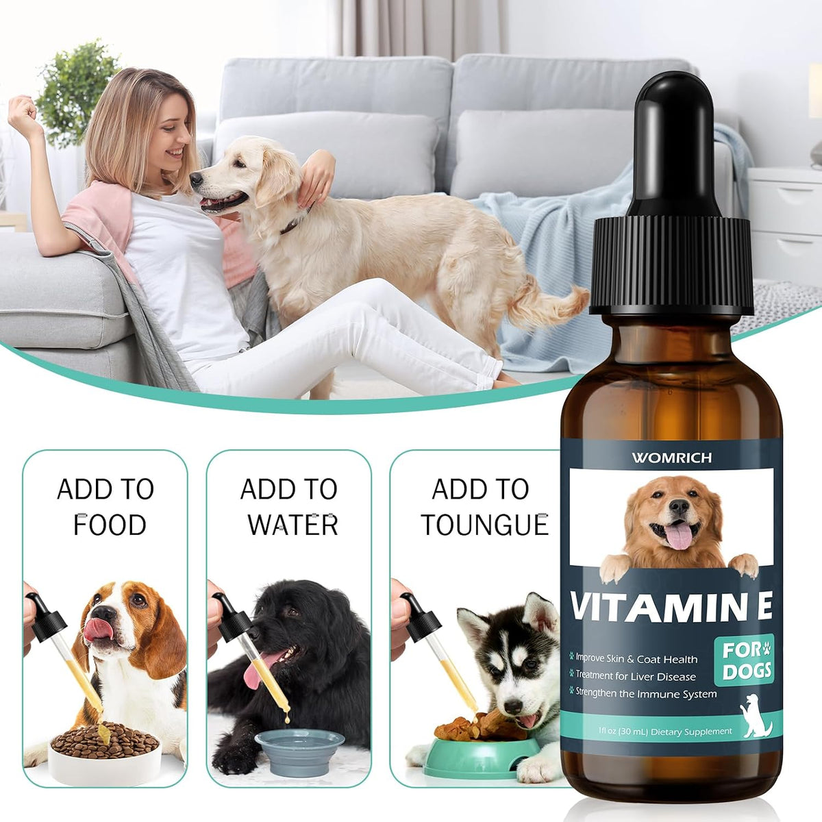 Vitamin E Oil for Dogs – Natural Antioxidant Supplement – Supports Skin & Coat, Liver Function & Immune System – 30 ml - görsel 4