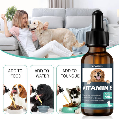 Vitamin E Oil for Dogs – Natural Antioxidant Supplement – Supports Skin & Coat, Liver Function & Immune System – 30 ml