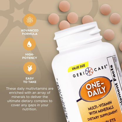 GeriCare One-Daily Multivitamin with Minerals – High-Potency Food Supplement for Men & Women, 200 Tablets