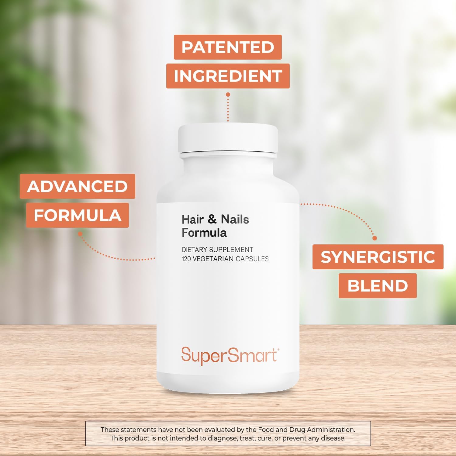 Supersmart Hair & Nails Formula - Patented Solubilised Keratin Supplement with Biotin, Bamboo Extract, MSM, Cynatine HNS Keratin - Non-GMO & Gluten-free - 120 Vegetarian Capsules - görsel 3