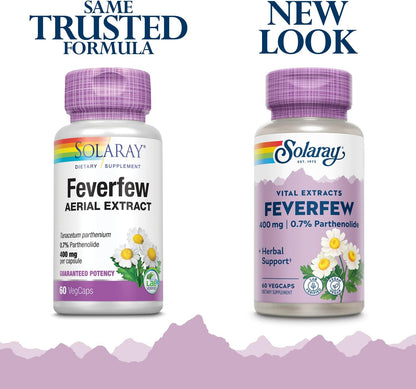 SOLARAY Feverfew Extract 400 mg – Standardised Parthenolide for Healthy Circulation & Head Comfort