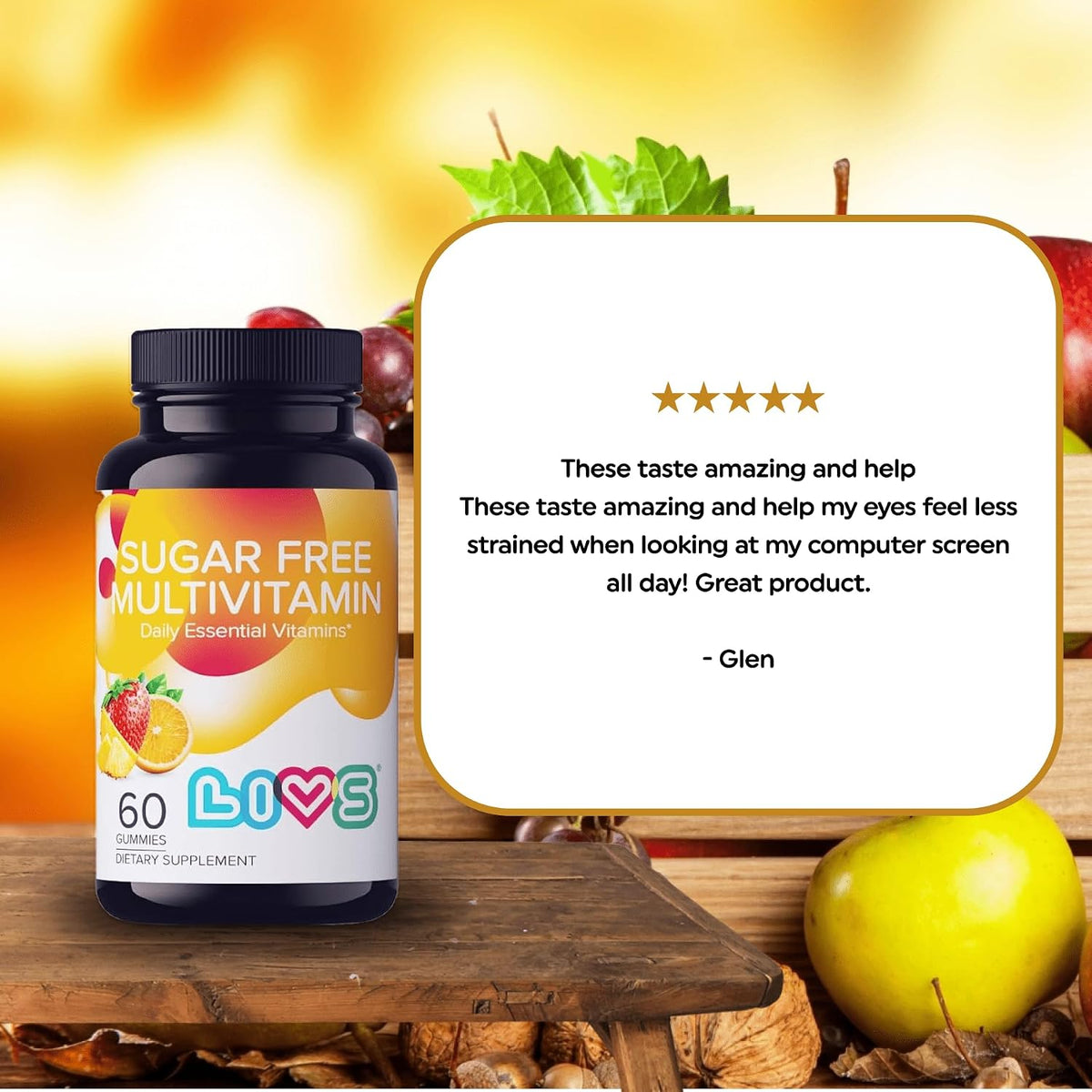 LIVS Sugar-Free Multivitamin Gummies for Adults and Children – Vegan Gummy Vitamin with A, C, D, B-Complex, Biotin & Zinc | Multivitamin Supplements for Overall Wellness and Support - 60 Count - görsel 7
