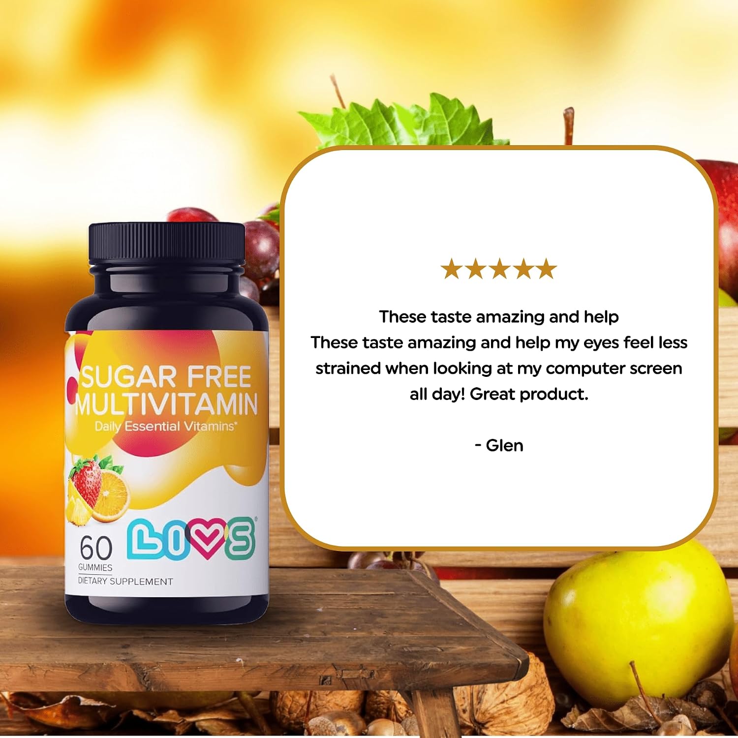 LIVS Sugar-Free Multivitamin Gummies for Adults and Children – Vegan Gummy Vitamin with A, C, D, B-Complex, Biotin & Zinc | Multivitamin Supplements for Overall Wellness and Support - 60 Count - görsel 7