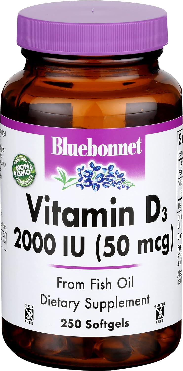 Bluebonnet Nutrition Vitamin D3 2000 IU, 250 Softgels - görsel 1