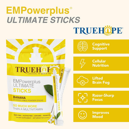 Truehope Multivitamin Nootropic Sachets with Inositol - EMPowerplus Ultimate Sticks, 30 Sachets (Banana Flavour)