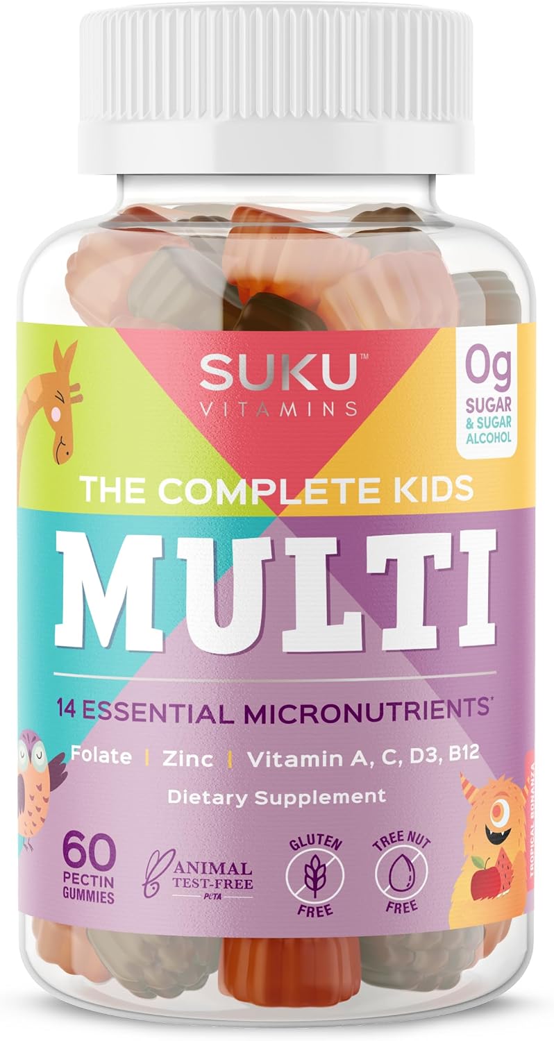 SUKU The Complete Kids Multivitamin Gummies – Sugar-Free, Gluten-Free, Non-GMO, Tropical Bonanza Flavour (60 Count) - görsel 1