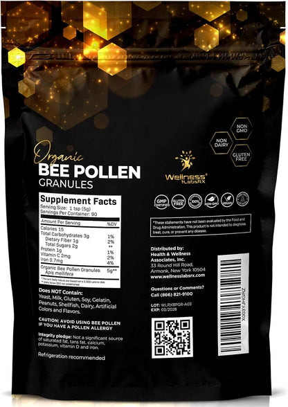 WellnessLabsRX Bee Pollen Granules - Third-Party Tested, 454 g - Keto-Friendly Superfood Supplement