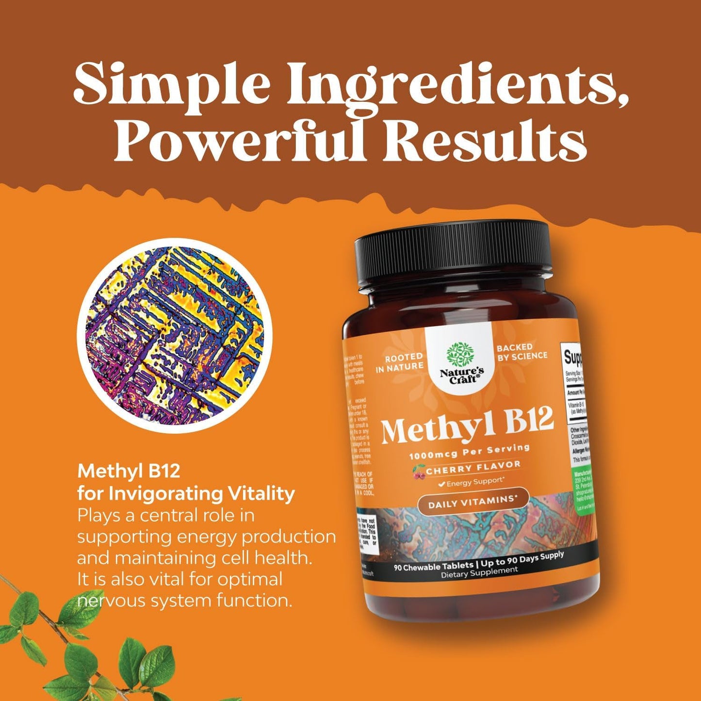 Natures Craft Chewable B12 Vitamin 1000mcg - Methylcobalamin - Cherry Flavour - 60 Count - görsel 3