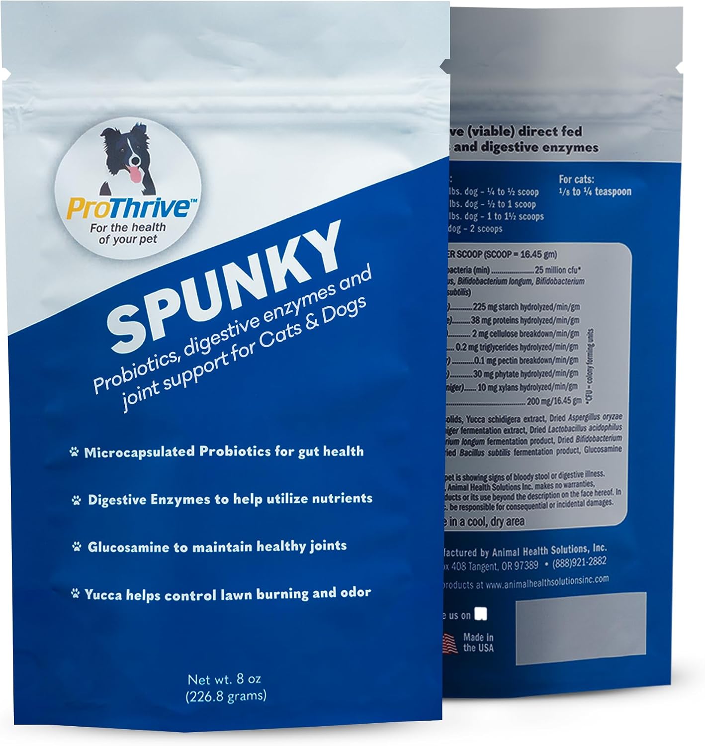 PROTHRIVE Spunky Digestive Supplement - Probiotics, Digestive Enzymes, Joint Support for Cats and Dogs, 227 g - görsel 1