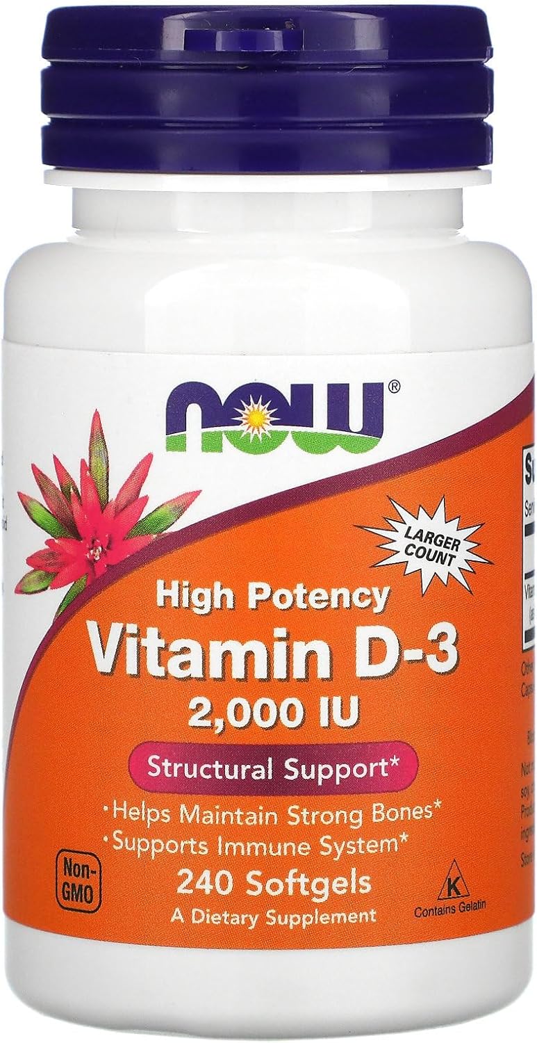 NOW Foods Vitamin D-3 50 mcg (2,000 IU) 240 Softgels (3 Pack) - görsel 2