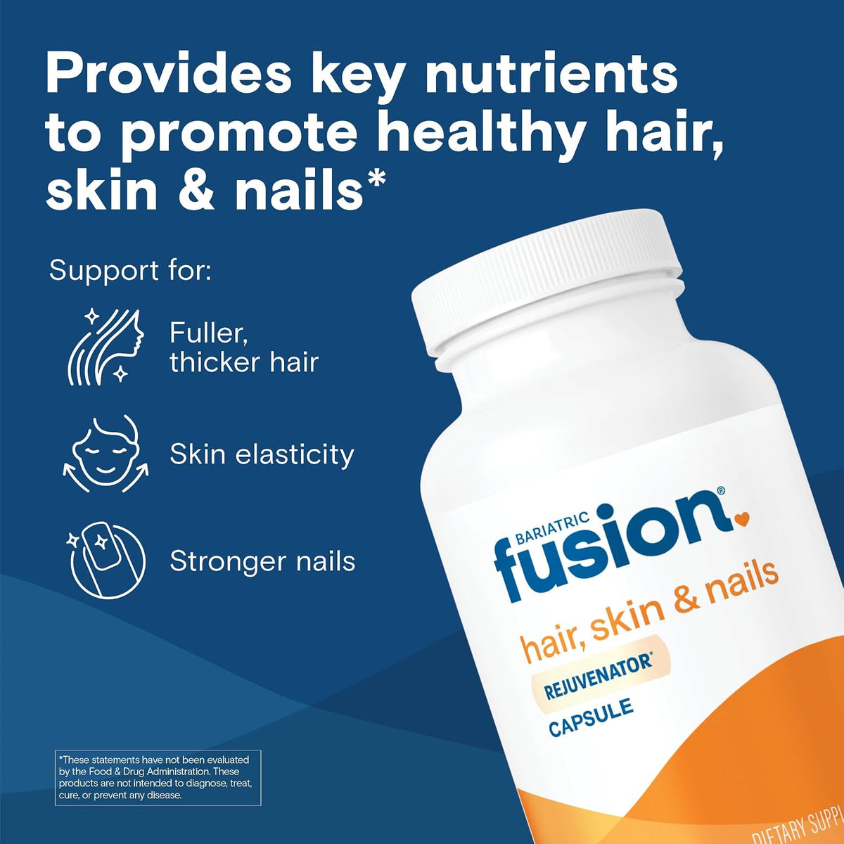 Bariatric Fusion ONE Per Day Hair, Skin and Nails Vitamins REJUVENATOR – Vegan Hair Growth Vitamins with Biotin, Vitamin B12 and B1 – Easy to Swallow – 120 Capsules - görsel 2