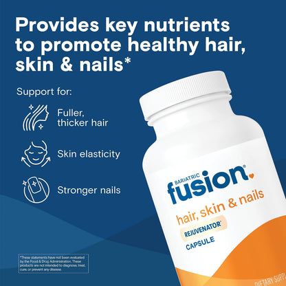 Bariatric Fusion ONE Per Day Hair, Skin and Nails Vitamins REJUVENATOR – Vegan Hair Growth Vitamins with Biotin, Vitamin B12 and B1 – Easy to Swallow – 120 Capsules