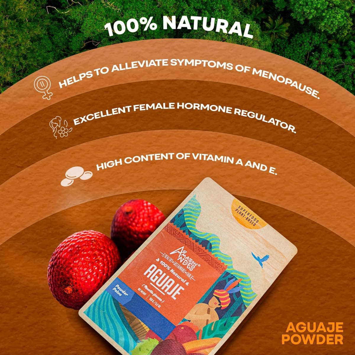 Amazon Andes Aguaje Fruit Powder - Wild Harvested Buriti - Supports Menstrual Comfort - Non-GMO, Vegan, Halal - 147g (40 Servings) - görsel 3