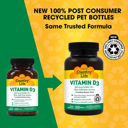 Country Life Vitamin D3 5000 IU – Immune & Bone Health Support
