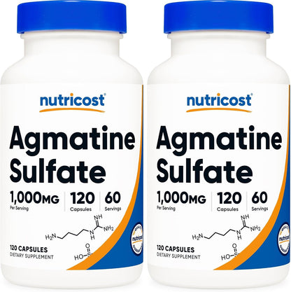 Nutricost Agmatine Sulphate 1000mg, 120 Capsules – Gluten-free, Non GMO