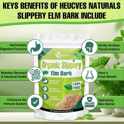 Organic Slippery Elm Bark Powder - 454 g (349 Servings) - 100% Pure & Vegan