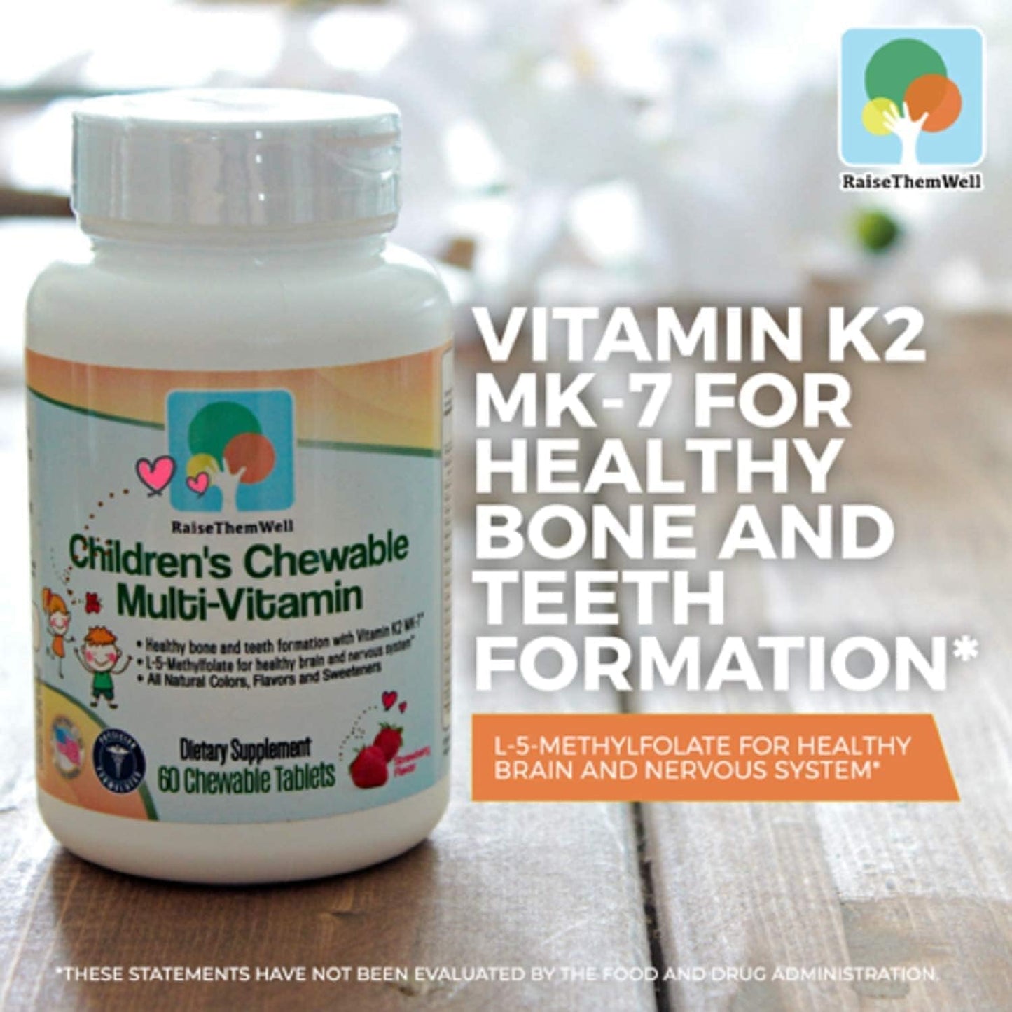 Raise Them Well Tasty Chewable Kids Multivitamin, All-Natural Colours, Flavours & Sweeteners, Strawberry - görsel 5