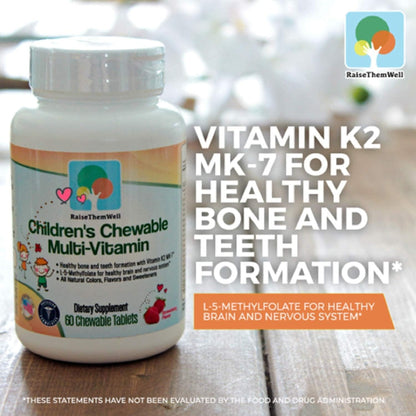 Raise Them Well Tasty Chewable Kids Multivitamin, All-Natural Colours, Flavours & Sweeteners, Strawberry