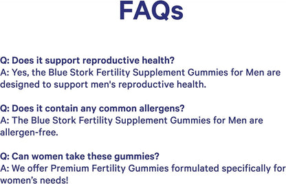 Blue Stork Fertility Supplement Gummies for Men – Male Prenatal Vitamins, Conception Support for Him – 90 Gummies