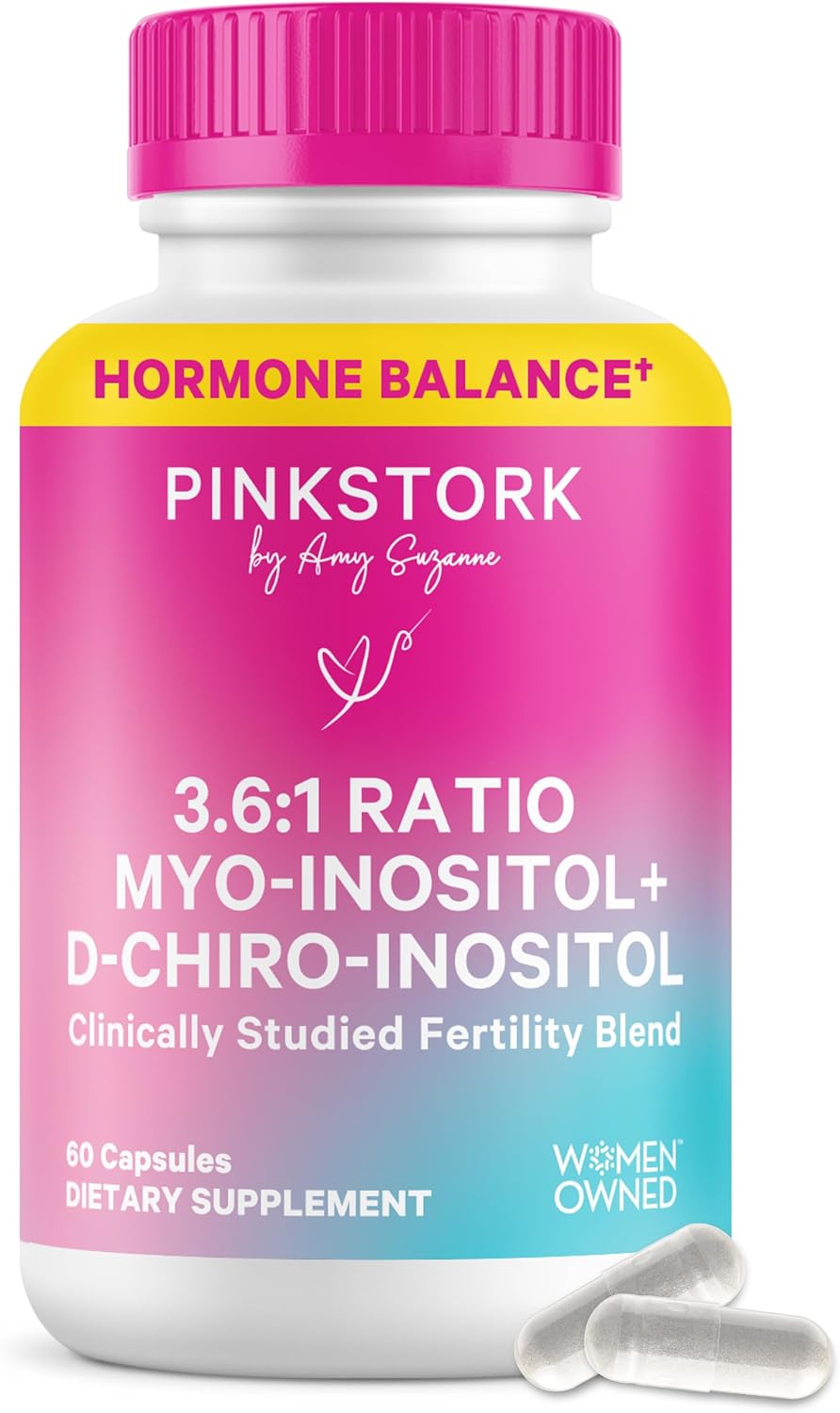 Pink Stork Myo-Inositol & D-Chiro Inositol Supplement – 3.6:1 Blend for Hormone Balance and Fertility Support – 60 Capsules - görsel 1