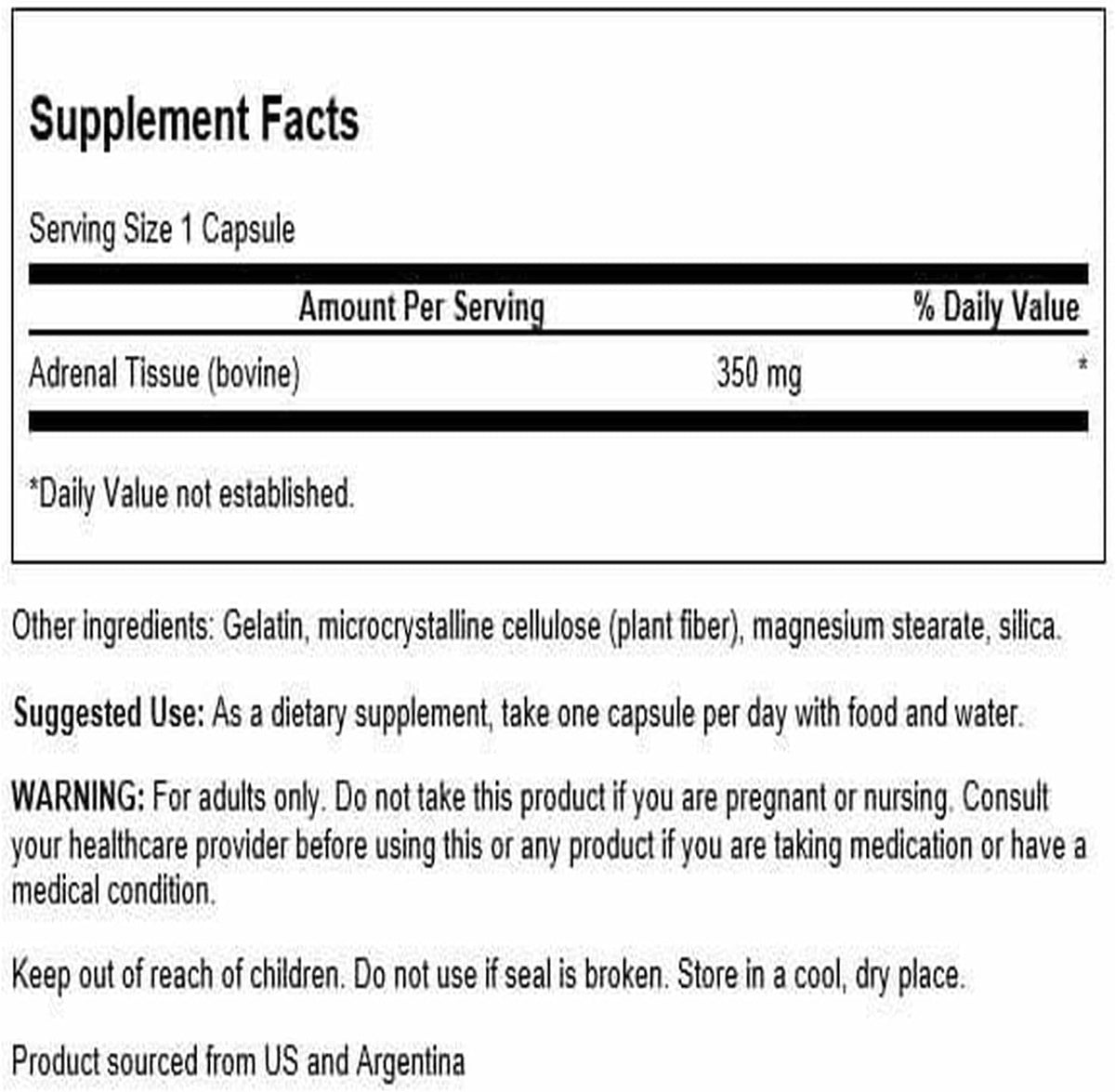 Swanson Adrenal Glandular 350 mg, 60 Capsules - görsel 2