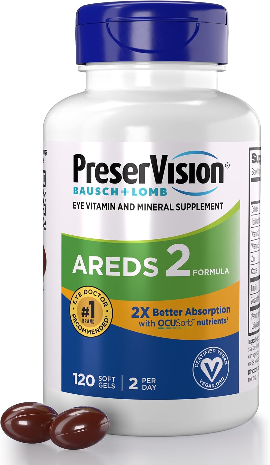 PreserVision AREDS 2 Eye Vitamin & Mineral Supplement with OCUSorb, 120 Vegan Soft Gels - görsel 1